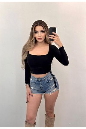 بلوز مشکی زنانه ساده HELLODEAR - کد 704183750