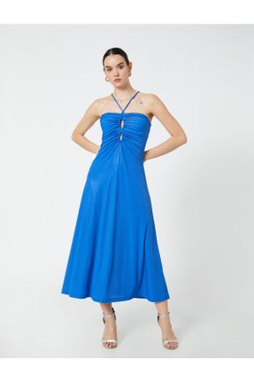 لباس مجلسی آبی زنانه آستین استاندارد رگولار یقه گرد بدون آستر کد 704189589