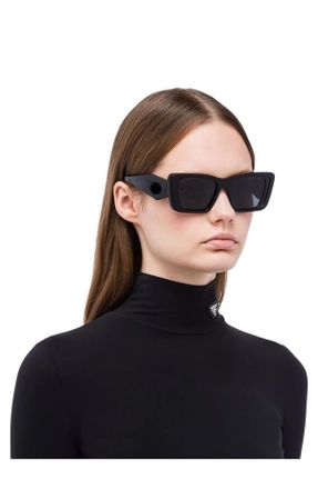 عینک آفتابی مشکی زنانه 51 UV400 آستات مات هندسی کد 650111425