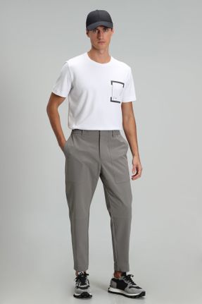 تی شرت سفید مردانه پلی استر رگولار یقه گرد تکی کد 704204955