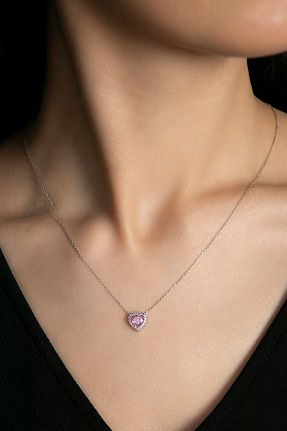 گردنبند نقره صورتی زنانه 925 عیار Elika Silver - کد 705663879