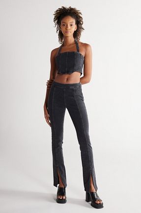شلوار جین مشکی زنانه پاچه گشاد Wrangler - کد 705887029