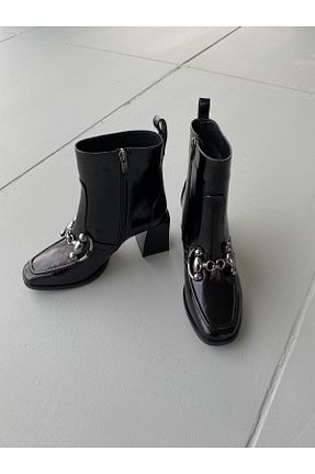 بوت / نیم بوت مشکی زنانه چرم خالص OKCHE - کد 705121923