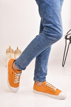 کفش اسنیکر نارنجی مردانه بند دار کد 705304148