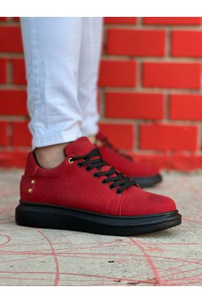 کفش اسنیکر قرمز مردانه بند دار جیر کد 705360256