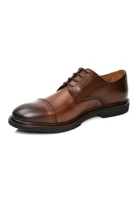 کفش کلاسیک قهوه ای مردانه چرم طبیعی پاشنه کوتاه ( 4 - 1 cm ) پاشنه ساده کد 706134499