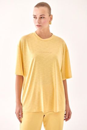 تی شرت زرد زنانه یقه گرد کد 706230641