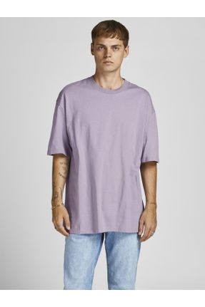تی شرت بنفش مردانه رگولار یقه گرد بیسیک کد 215501036