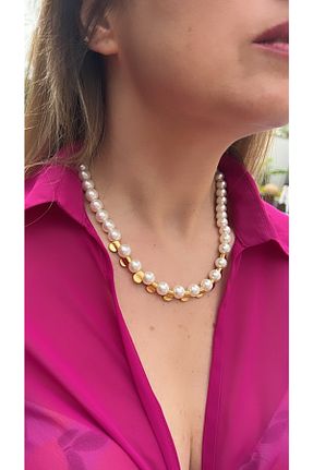 گردنبند جواهر سفید زنانه مروارید Kutcha Accessories - کد 363122406