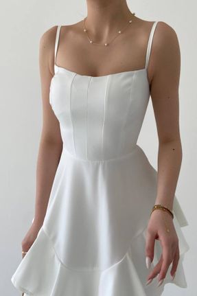 لباس مجلسی سفید زنانه رگولار یقه هفت پنبه - پلی استر آستین استاندارد بدون آستر کد 706456661