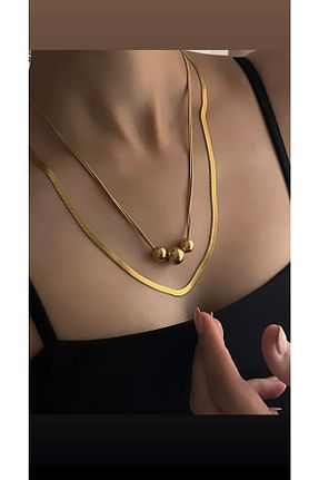 گردنبند استیل ( فولاد ) طلائی زنانه استیل ضد زنگ Pigna Aksesuar - کد 706636610