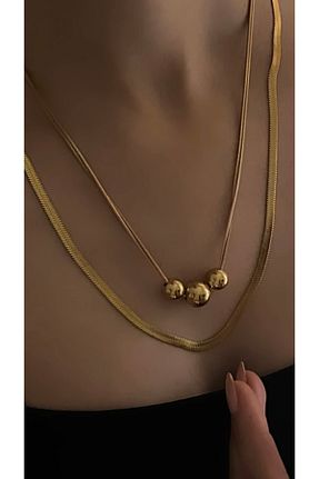 گردنبند استیل ( فولاد ) طلائی زنانه استیل ضد زنگ Pigna Aksesuar - کد 706636610