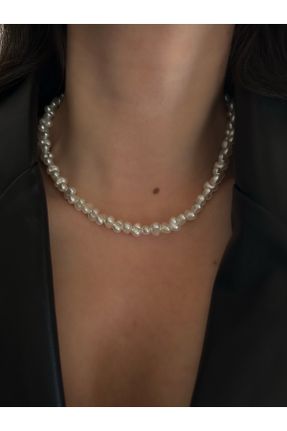 گردنبند جواهر سفید زنانه مروارید کد 707221315