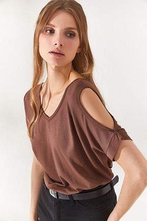 بلوز قهوه ای زنانه ساده Olalook - کد 706055478