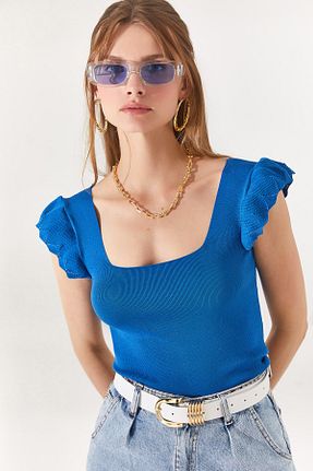 بلوز آبی زنانه ساده Olalook - کد 706055659