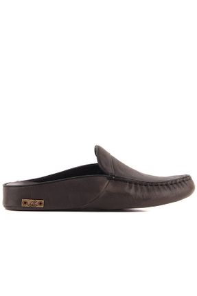 دمپائی خانگی طوسی مردانه چرم خالص Sail Lakers - کد 461420510