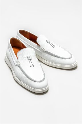 کفش لوفر سفید مردانه پاشنه کوتاه ( 4 - 1 cm ) کد 706862740