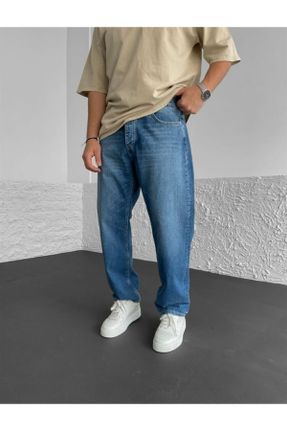 شلوار جین آبی مردانه پاچه راحت کد 707219400