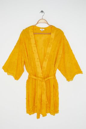 کت زرد زنانه پنبه - پلی استر رگولار بدون آستر کد 453843632