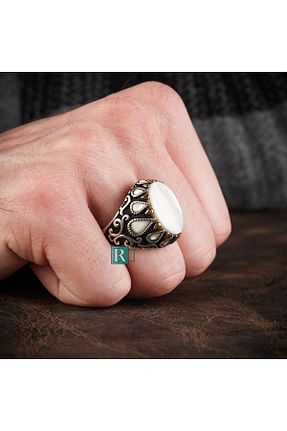 انگشتر نقره سفید مردانه عقیق RevSilver - کد 321891420