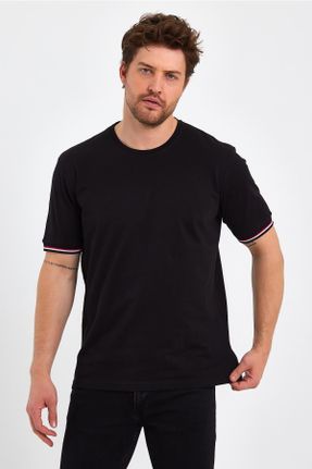 تی شرت مشکی مردانه رگولار یقه گرد پنبه (نخی) تکی پوشاک ورزشی کد 708443262