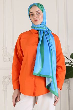 شال آبی زنانه ابریشم NUKA SCARF - کد 708603432