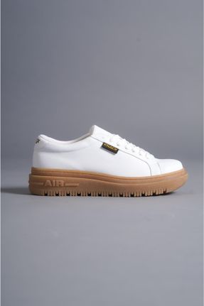 کفش کژوال سفید مردانه چرم مصنوعی پاشنه کوتاه ( 4 - 1 cm ) پاشنه ساده کد 665017804