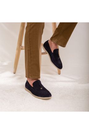 کفش کژوال سرمه ای مردانه چرم طبیعی پاشنه کوتاه ( 4 - 1 cm ) پاشنه ساده کد 336410270