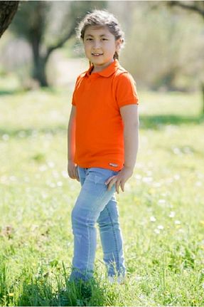 پولوشرت نارنجی بچه گانه پنبه ای GUNİND - کد 708382145