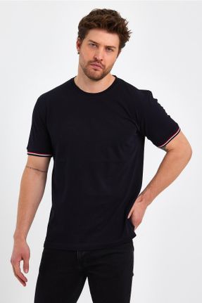 تی شرت سرمه ای مردانه پنبه (نخی) رگولار یقه گرد تکی پوشاک ورزشی کد 708449830