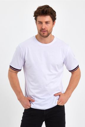 تی شرت سفید مردانه پنبه (نخی) یقه گرد رگولار تکی پوشاک ورزشی کد 708452326