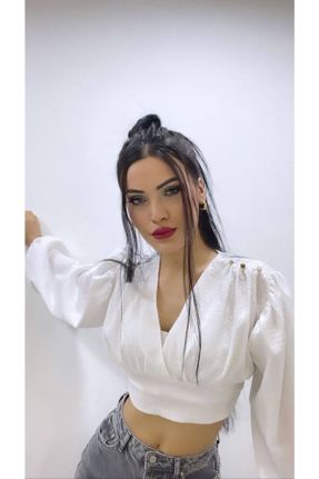 بلوز سفید زنانه کراپ کد 698059888