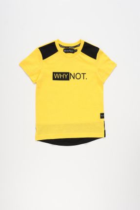 تی شرت زرد بچه گانه یقه گرد طراحی کد 709023140