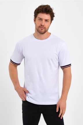 تی شرت سفید مردانه پنبه (نخی) یقه گرد رگولار تکی پوشاک ورزشی کد 708452326