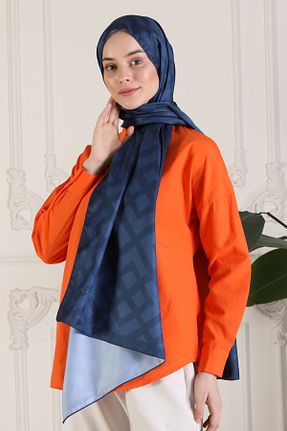 شال سرمه ای زنانه ابریشم NUKA SCARF - کد 708574147