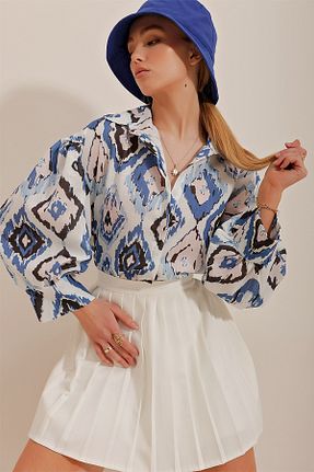 پیراهن سرمه ای زنانه کراپ Trend Alaçatı Stili - کد 708386781
