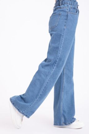 شلوار جین آبی زنانه پاچه راحت فاق بلند جین جوان بلند کد 406518366