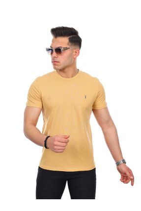 تی شرت زرد مردانه یقه گرد رگولار تکی کد 709044972