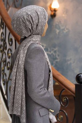 شال طوسی زنانه Medine İpeği Vissona - کد 708075790