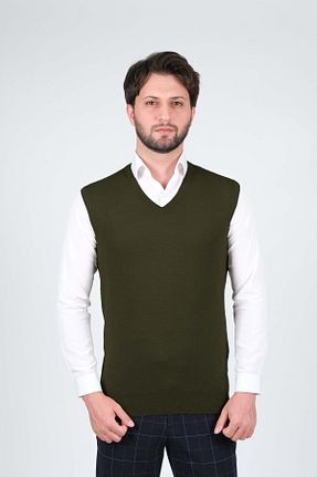 سوئیتر خاکی مردانه اکریلیک Çizgi Triko - کد 48272064