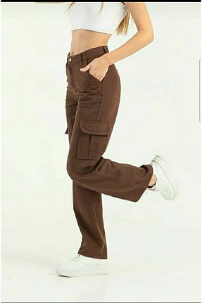 شلوار جین قهوه ای زنانه پاچه پهن DRC trend - کد 710256233