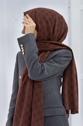 شال قهوه ای زنانه Medine İpeği Vissona - کد 468121403