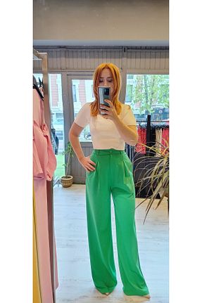 شلوار سبز زنانه پارچه qstyle - کد 693127587