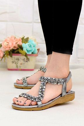 صندل طوسی زنانه پاشنه تخت Guja - کد 710915105