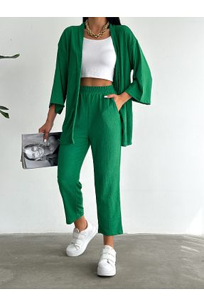 ست بالاتنه و پائین تنه سبز زنانه بافت alenmoda - کد 316847710