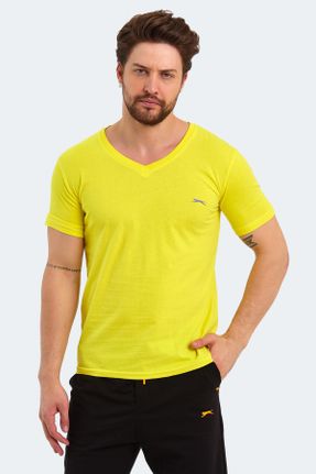 تی شرت زرد مردانه رگولار یقه گرد تکی کد 712078272