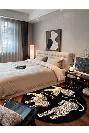 فرش مشکی قابل شستشو Rugs Modern Halı - کد 711899233