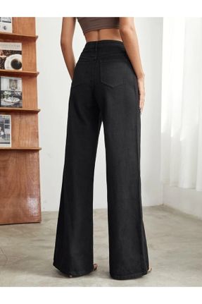 شلوار جین مشکی زنانه پاچه گشاد سوپر فاق بلند جین ساده بلند کد 468221663