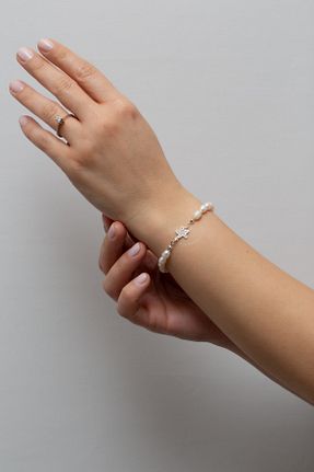 دستبند مروارید سفید مروارید آب شیرین Sims Pearls - کد 447728843