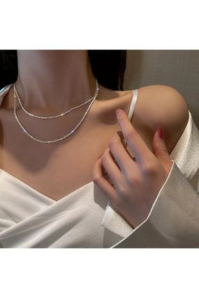 گردنبند جواهر زنانه روکش نقره کد 444353721
